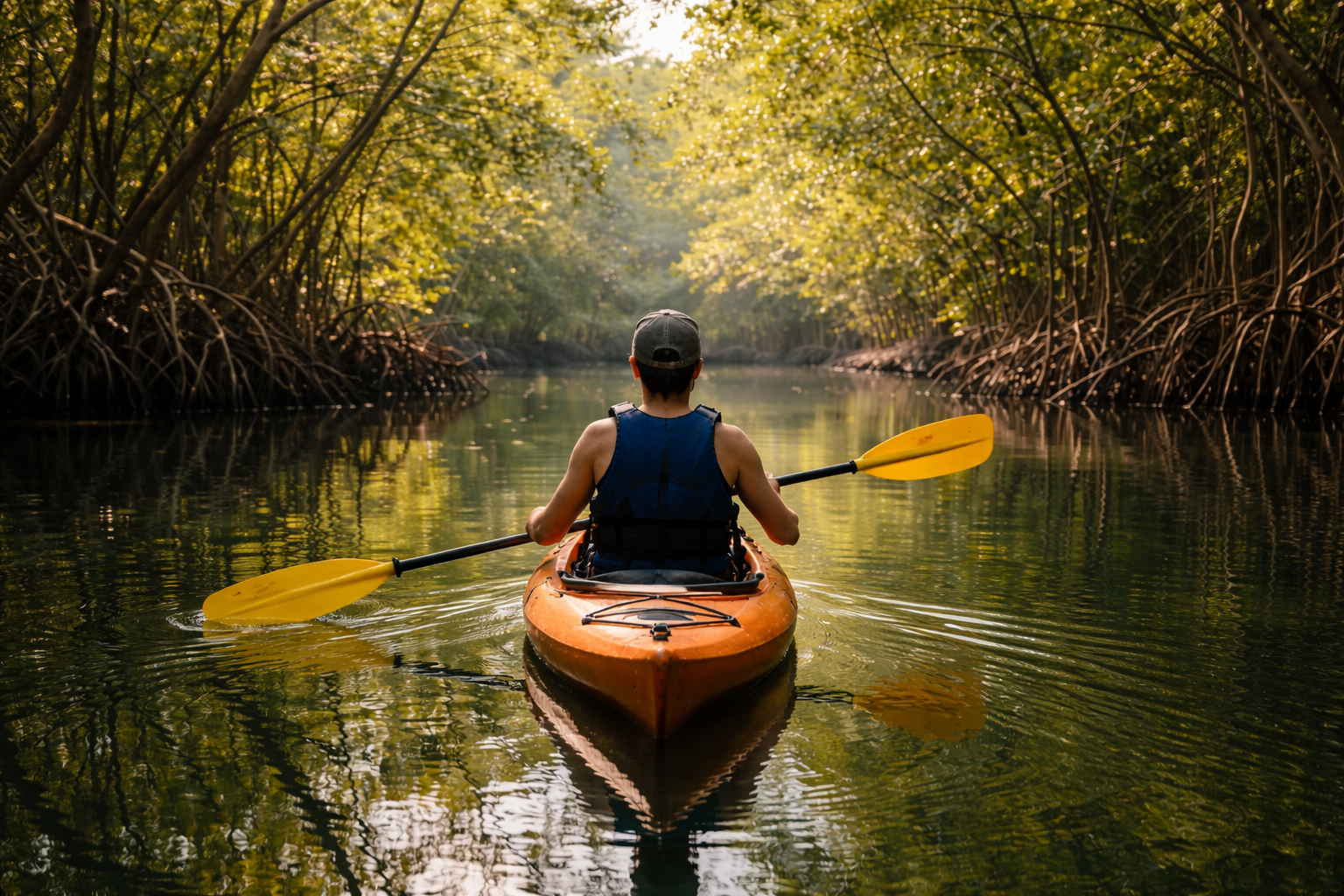 Mangrove kayak calm water reflections